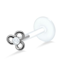 Flower Shaped Stone Set Labrets Push-in LA-378